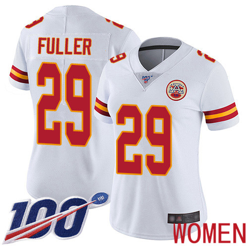 Women Kansas City Chiefs 29 Fuller Kendall White Vapor Untouchable Limited Player 100th Season Football Nike NFL Jersey